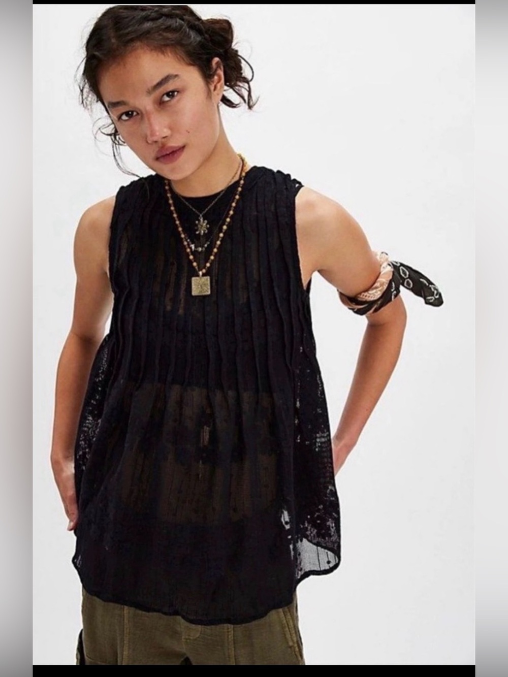 Free People Moon Magic Mesh Tunic in black